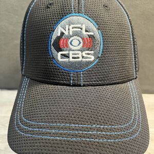 CBS Sports NFL CBS Ball Cap Hat Embroidered Patch Hook/Loop Strap Adjustable EUC